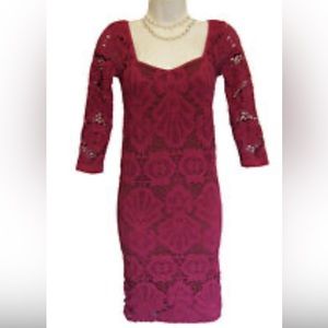 Free People Intimately wine colored mini dress. Size: M/L lace. Comfortable